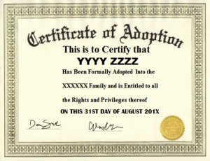 adoption certificate